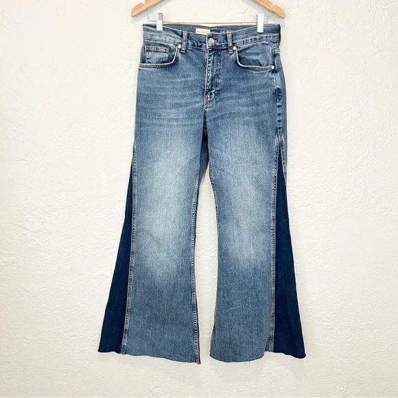 Anthropologie Pilcro Jeans Flare Wide Leg High Rise Pieced Boho Bohemian 28 - Picture 4 of 12